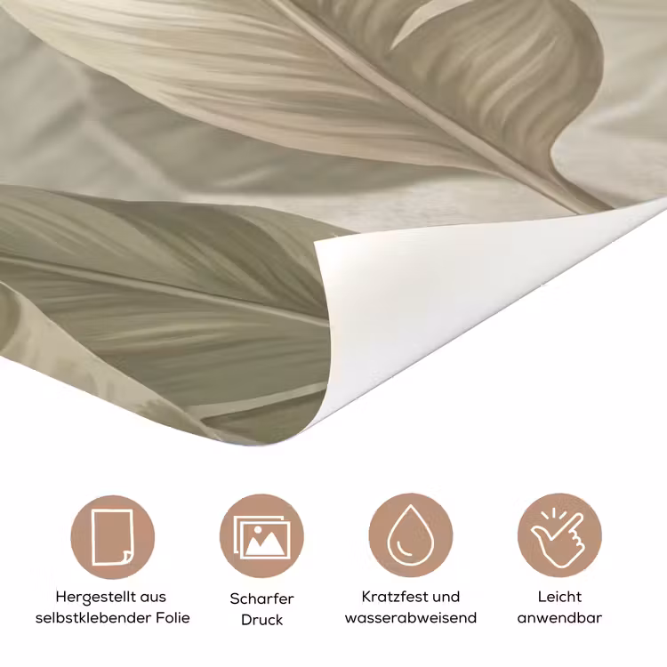 Bladeren - Tropisch - Natuur - Abstract - Beige deurposter klein -tcloseup_DE