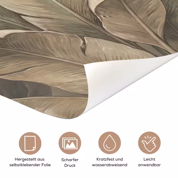Bladeren - Tropisch - Natuur - Modern - Beige deurposter klein -tcloseup_DE