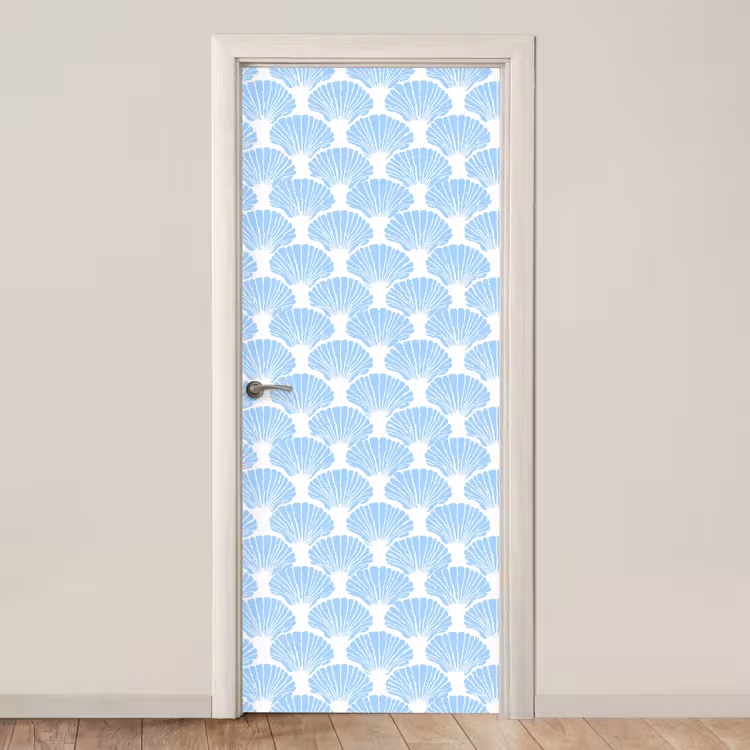 Blauw - Wit - Schelpen - Grafisch - Structuur deurposter klein 289 -3d_beige