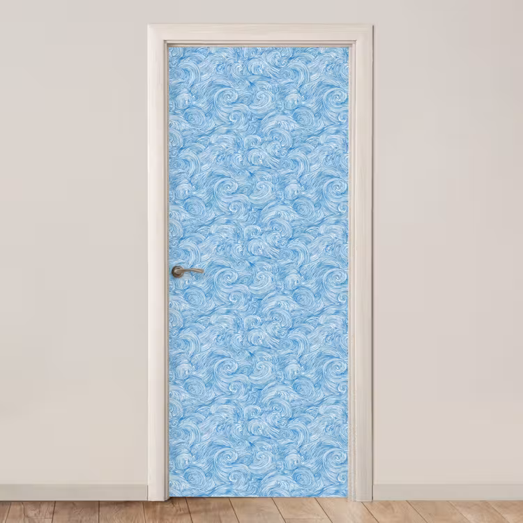 Blauw - Wit - Spiraal - Golven - Lijnen deurposter klein 289 -3d_beige