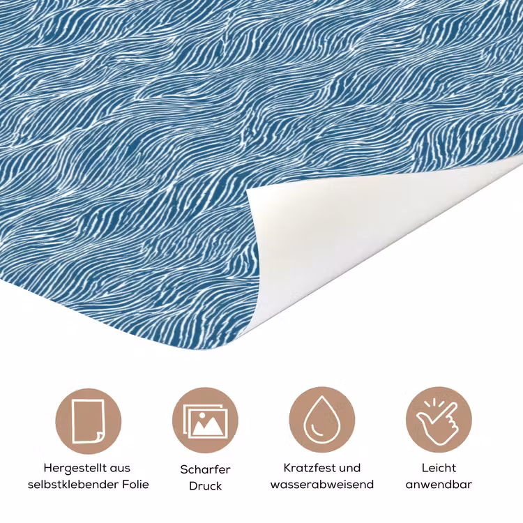 Blauw - Wit - Golven - Getekend - Textuur deurposter klein 289 -tcloseup_DE