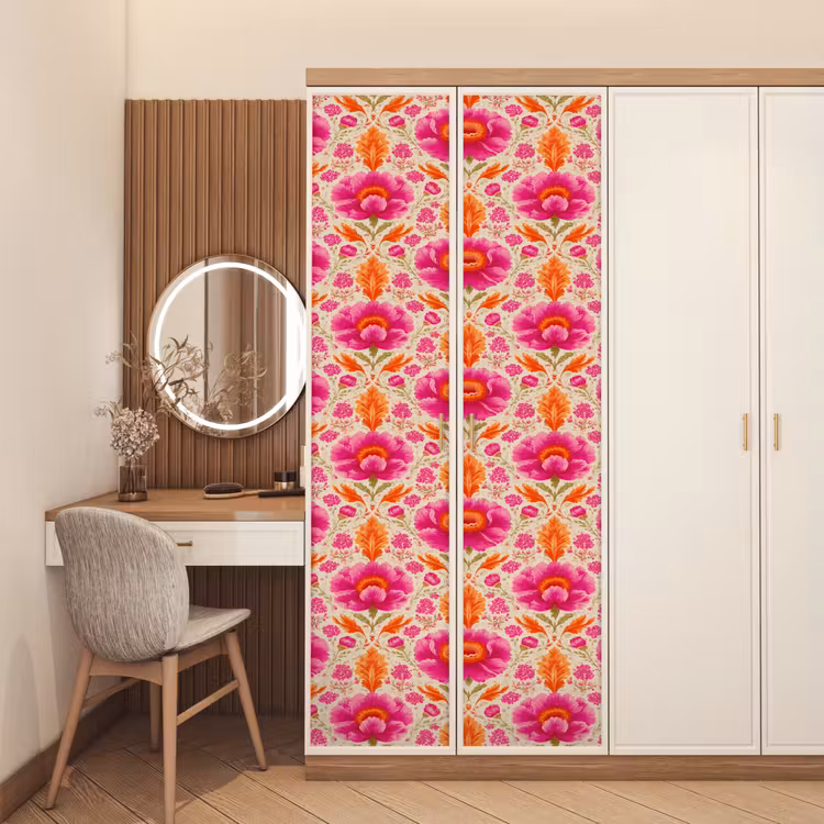 Bloemen - Barok - Roze - Oranje deurposter klein 289 -sfeer3