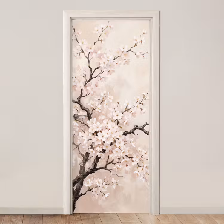 Bloesem - Illustratie - Taupe deurposter klein -3d_beige