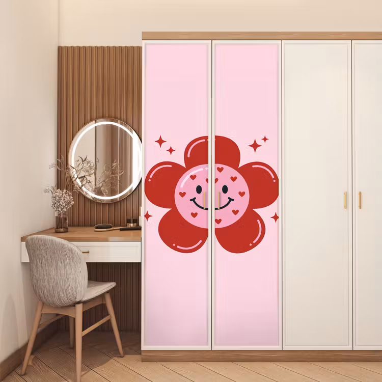 Bloem - Roze - Hartjes deurposter klein -sfeer3