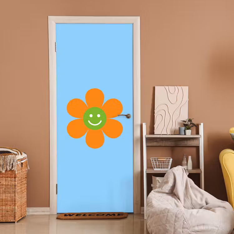 Bloem - Smiley - Kleurrijk deurposter klein -sfeer1