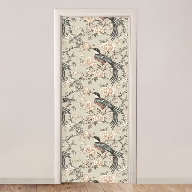 Bloem - Vogel - Kleurrijk deurposter klein 289 -3d_beige
