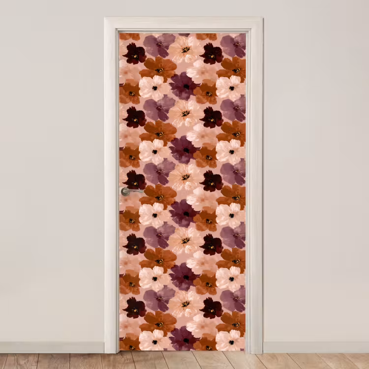 Bloemen - Abstract - Aardetinten deurposter klein 289 -3d_beige