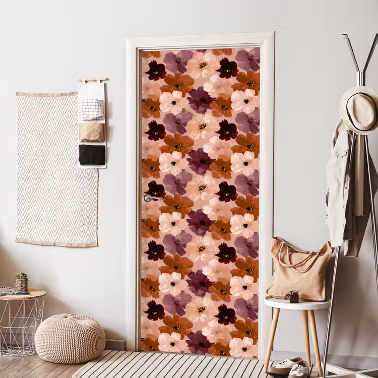 Bloemen - Abstract - Aardetinten deurposter klein 289 -sfeer6