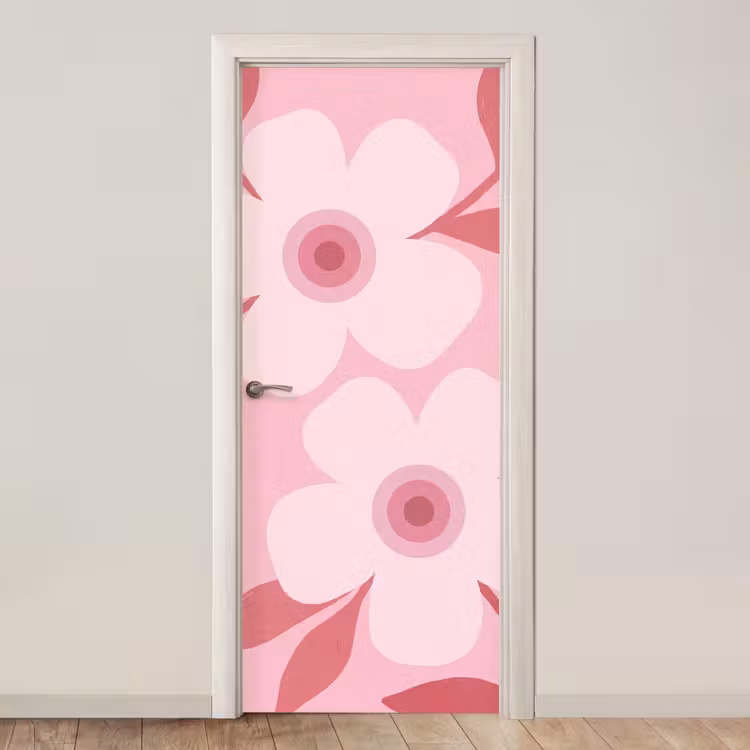 Bloemen - Abstract - Modern - Roze - Natuur deurposter klein -3d_beige