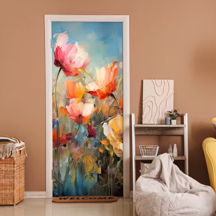 Bloemen - Watercolor - Kunst - Botanisch - Natuur deurposter klein -sfeer1
