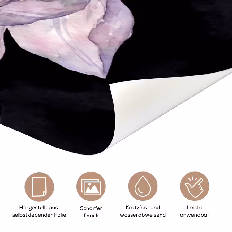 Bloemen - Aquarel - Modern - Roze - Donker deurposter klein -tcloseup_DE