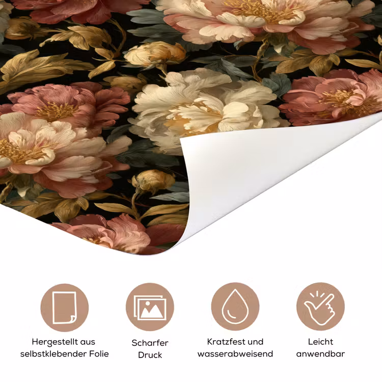Bloemen - Barok - Patroon - Roze - Crème deurposter klein 289 -tcloseup_DE