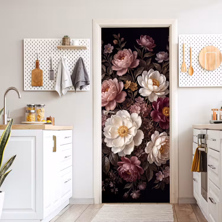 Bloemen - Boeket - Klassiek - Donker - Rood deurposter klein -sfeer5