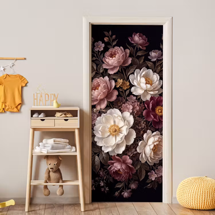 Bloemen - Boeket - Klassiek - Donker - Rood deurposter klein -sfeer4