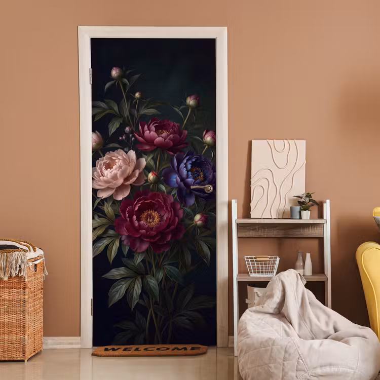 Bloemen - Boeket - Natuur - Modern - Donker deurposter klein -sfeer1