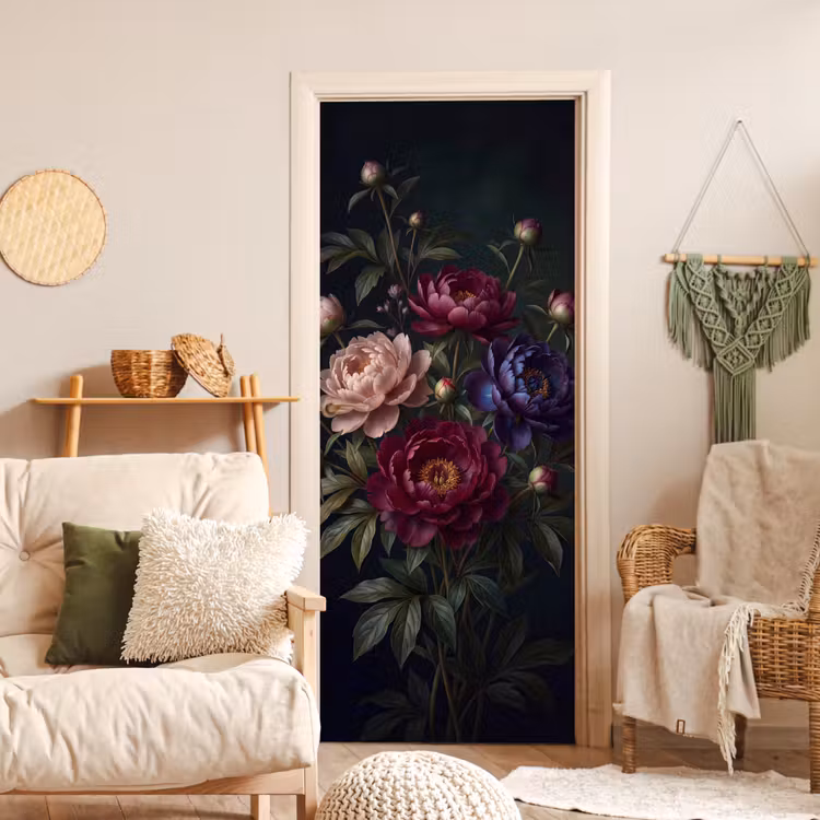 Bloemen - Boeket - Natuur - Modern - Donker deurposter klein -sfeer2