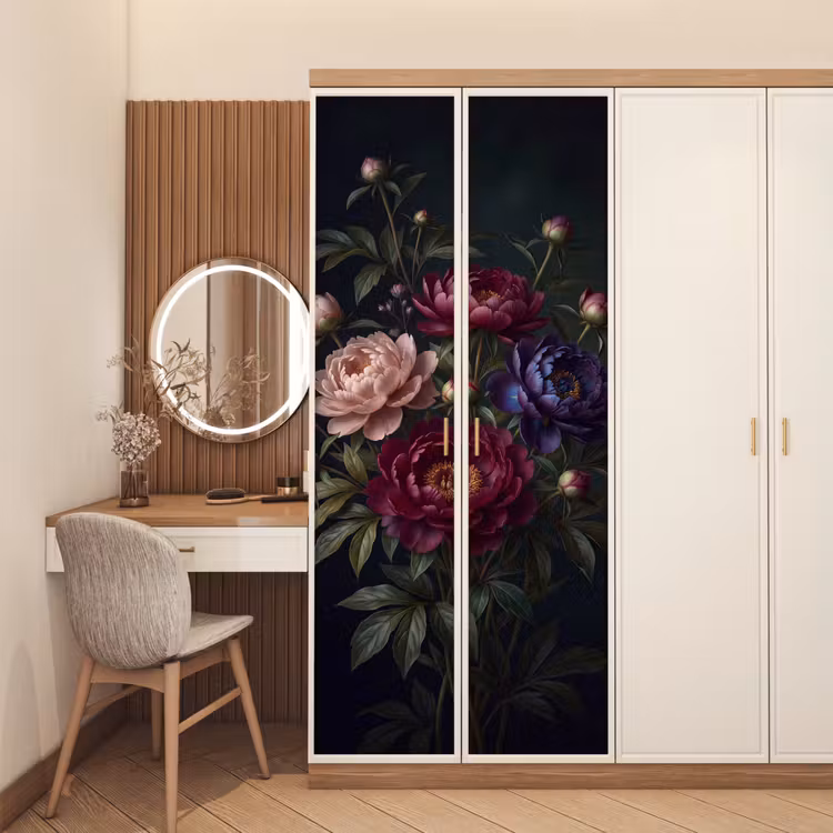 Bloemen - Boeket - Natuur - Modern - Donker deurposter klein -sfeer3