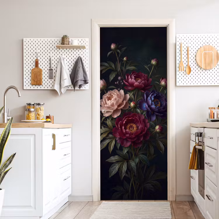 Bloemen - Boeket - Natuur - Modern - Donker deurposter klein -sfeer5