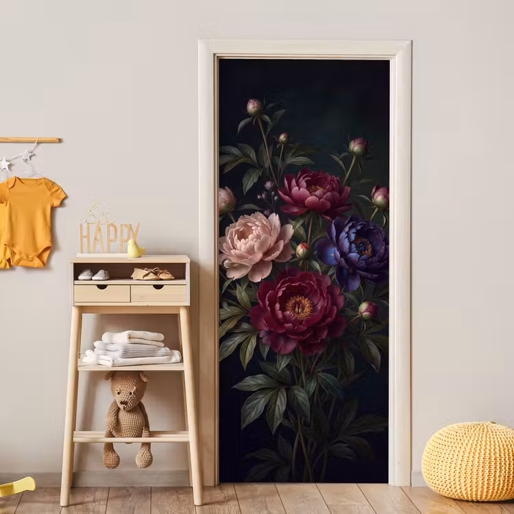 Bloemen - Boeket - Natuur - Modern - Donker deurposter klein -sfeer4