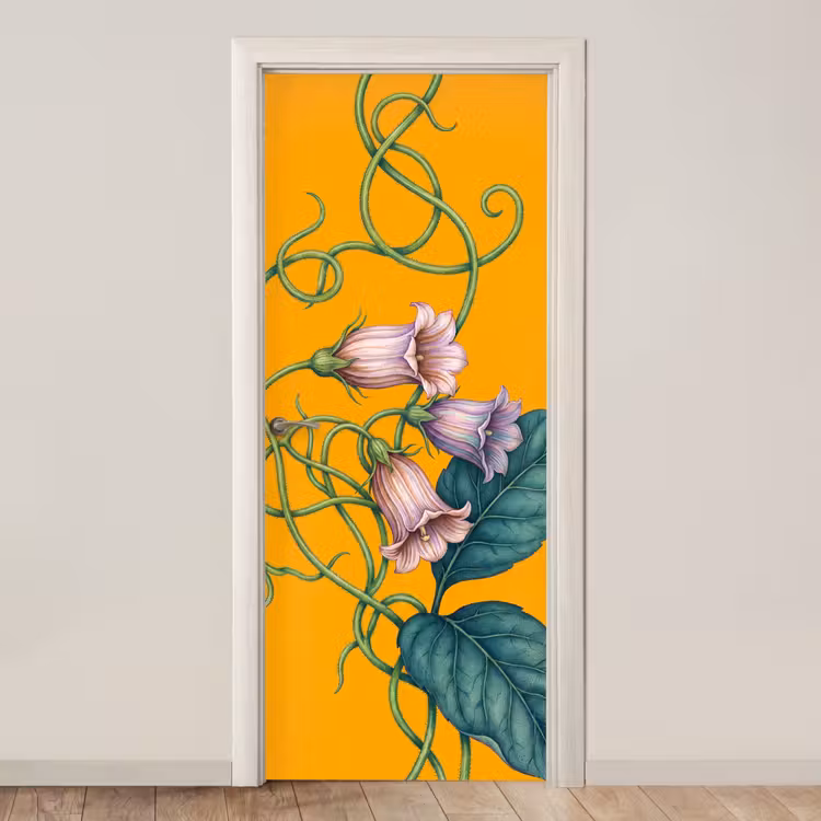 Türtapete - Blumen – Botanik – Gelb - Bloemen - Botanisch - Geel deurposter klein