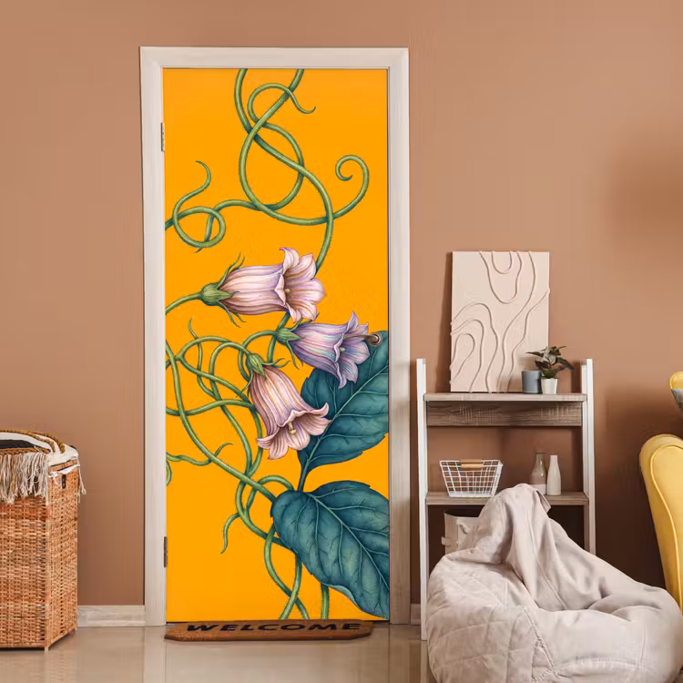 Türtapete - Blumen – Botanik – Gelb - Bloemen - Botanisch - Geel deurposter klein