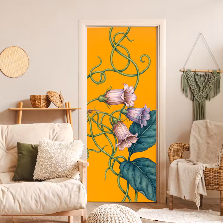 Türtapete - Blumen – Botanik – Gelb - Bloemen - Botanisch - Geel deurposter klein
