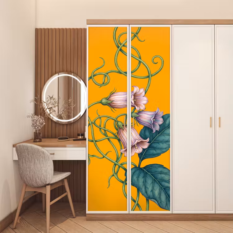 Türtapete - Blumen – Botanik – Gelb - Bloemen - Botanisch - Geel deurposter klein