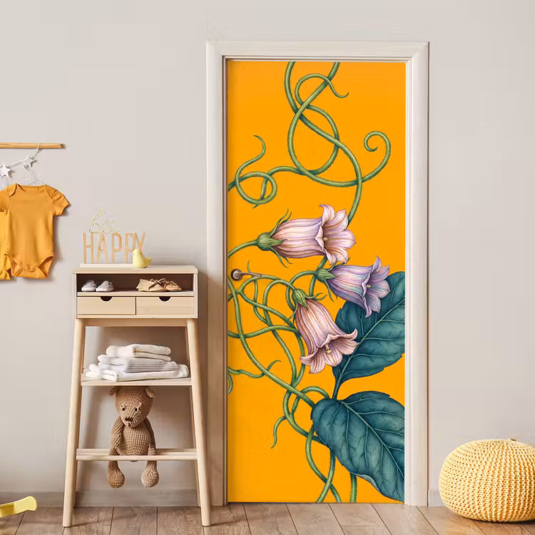 Türtapete - Blumen – Botanik – Gelb - Bloemen - Botanisch - Geel deurposter klein