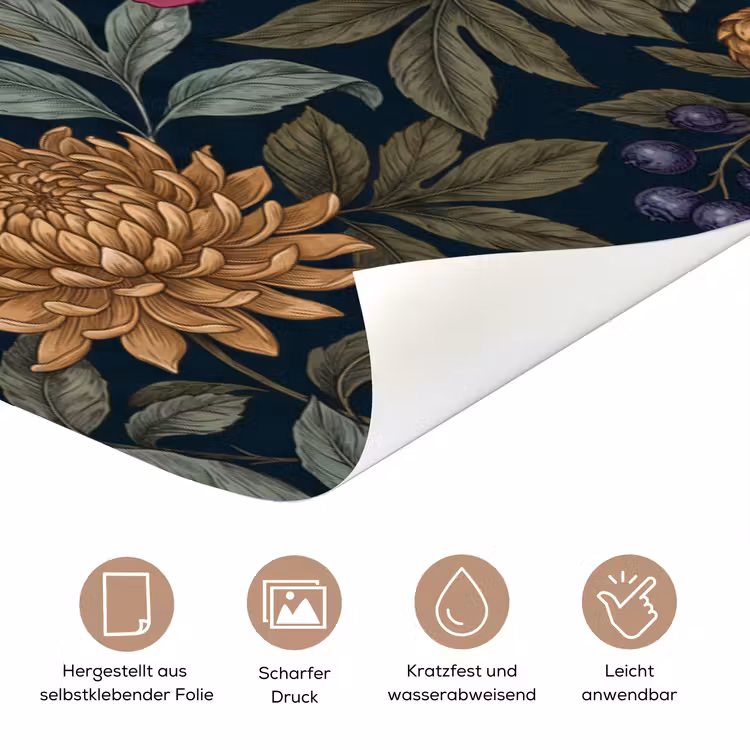 Bloemen - Botanisch - Illustratie - Donker - Vintage deurposter klein -tcloseup_DE