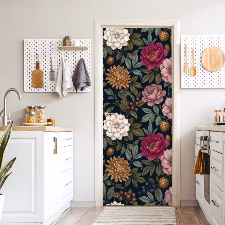 Bloemen - Botanisch - Illustratie - Donker - Vintage deurposter klein -sfeer5