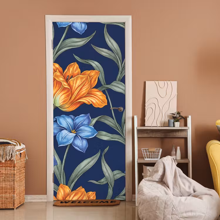 Türtapete - Blumen – Botanik – Muster - Bloemen - Botanisch - Patroon deurposter klein