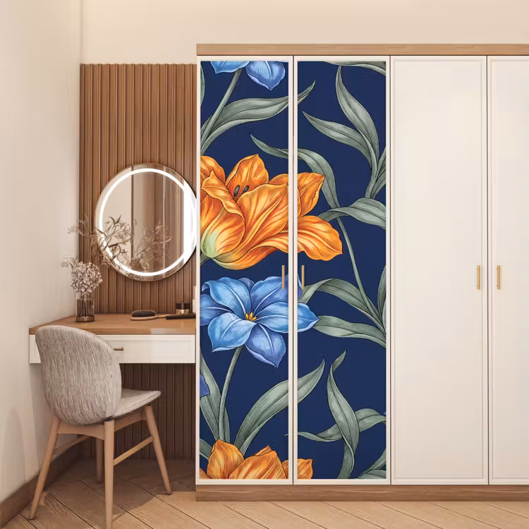 Türtapete - Blumen – Botanik – Muster - Bloemen - Botanisch - Patroon deurposter klein