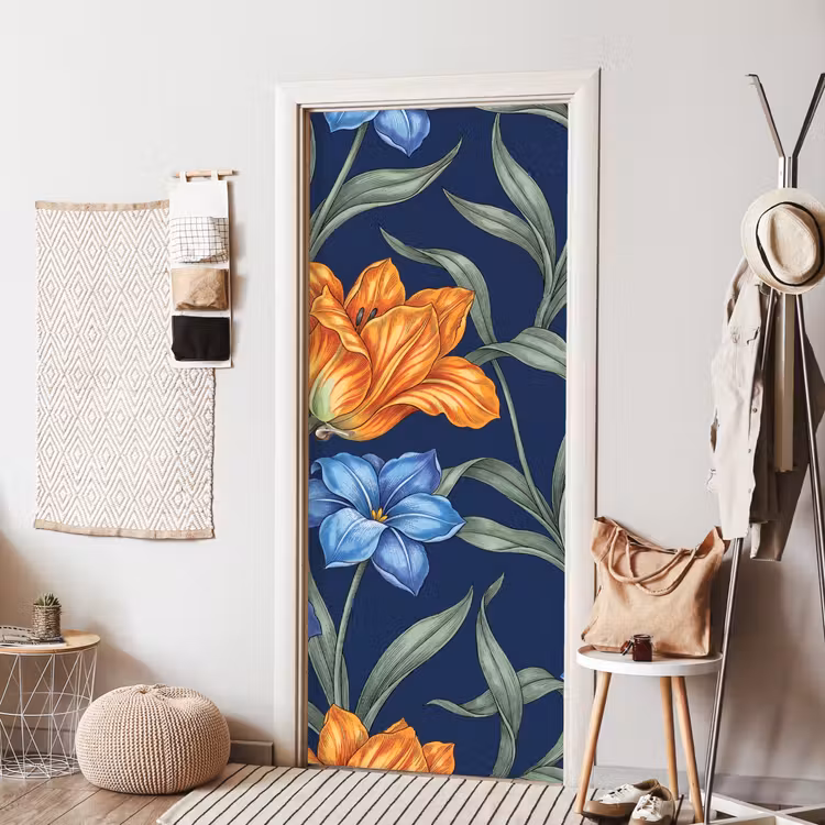Türtapete - Blumen – Botanik – Muster - Bloemen - Botanisch - Patroon deurposter klein