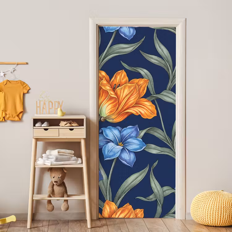 Türtapete - Blumen – Botanik – Muster - Bloemen - Botanisch - Patroon deurposter klein