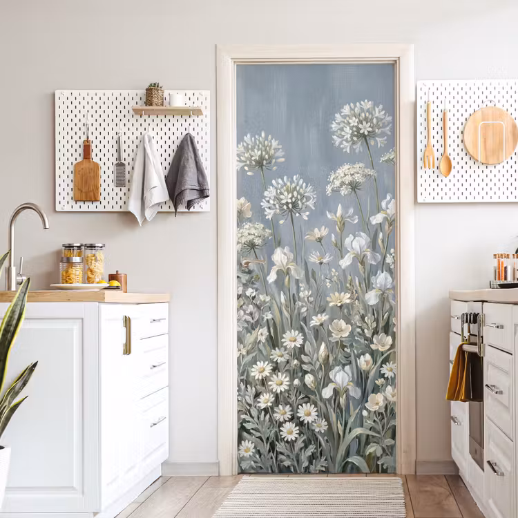 Bloemen - Botanisch - Blauw deurposter klein -sfeer5