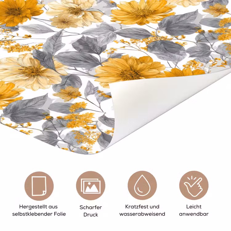 Bloemen - Botanisch - Elegant - Okergeel - Grijs deurposter klein 289 -tcloseup_DE