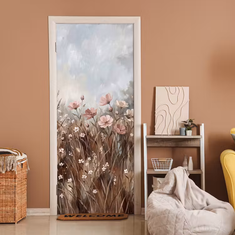 Bloemen - Botanisch - Schilderij - Pastel - Rustiek deurposter klein -sfeer1