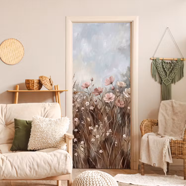 Bloemen - Botanisch - Schilderij - Pastel - Rustiek deurposter klein -sfeer2