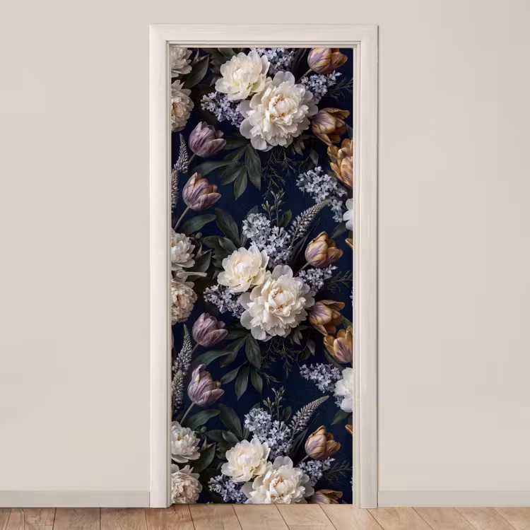 Bloemen - Donker - Elegant - Natuur - Wit deurposter klein -3d_beige