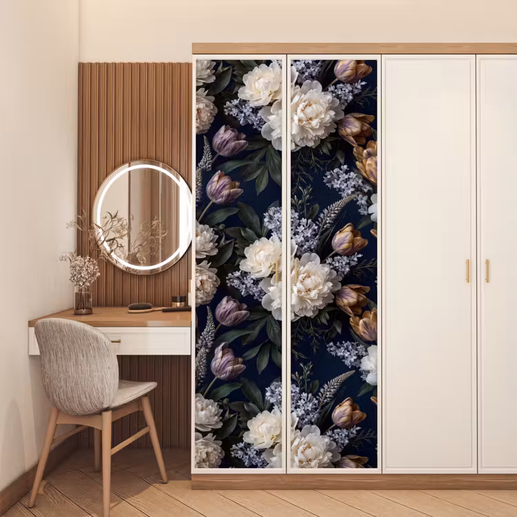 Bloemen - Donker - Elegant - Natuur - Wit deurposter klein -sfeer3