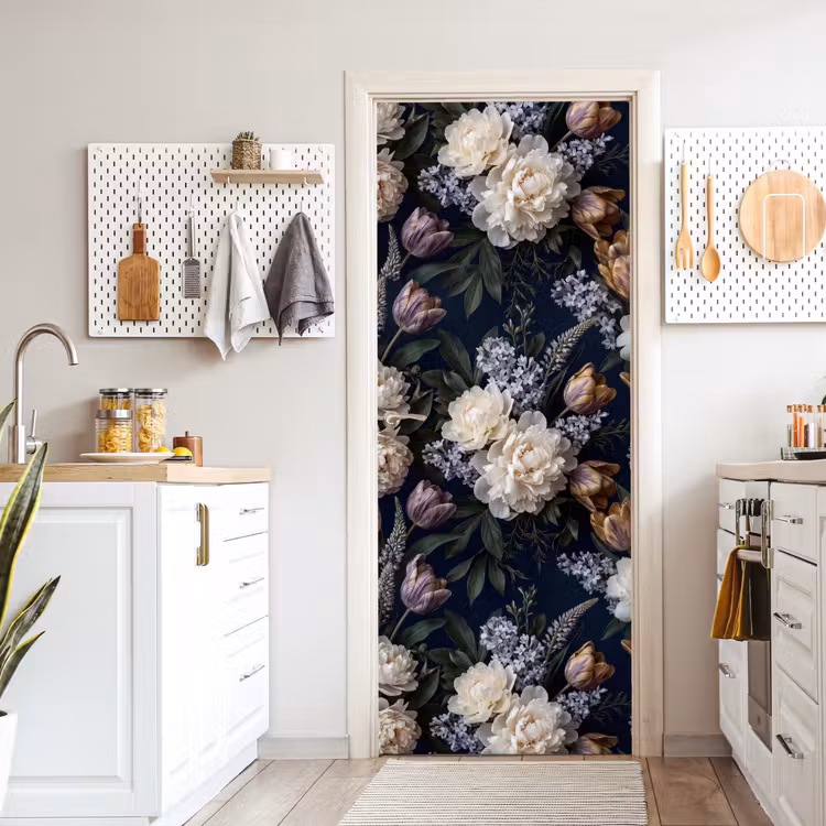 Bloemen - Donker - Elegant - Natuur - Wit deurposter klein -sfeer5