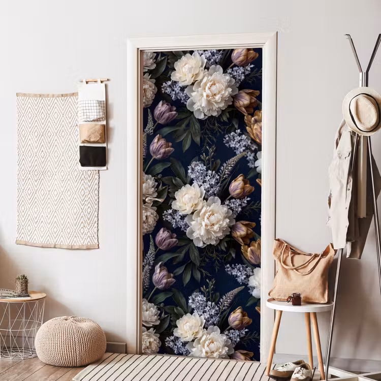 Bloemen - Donker - Elegant - Natuur - Wit deurposter klein -sfeer6