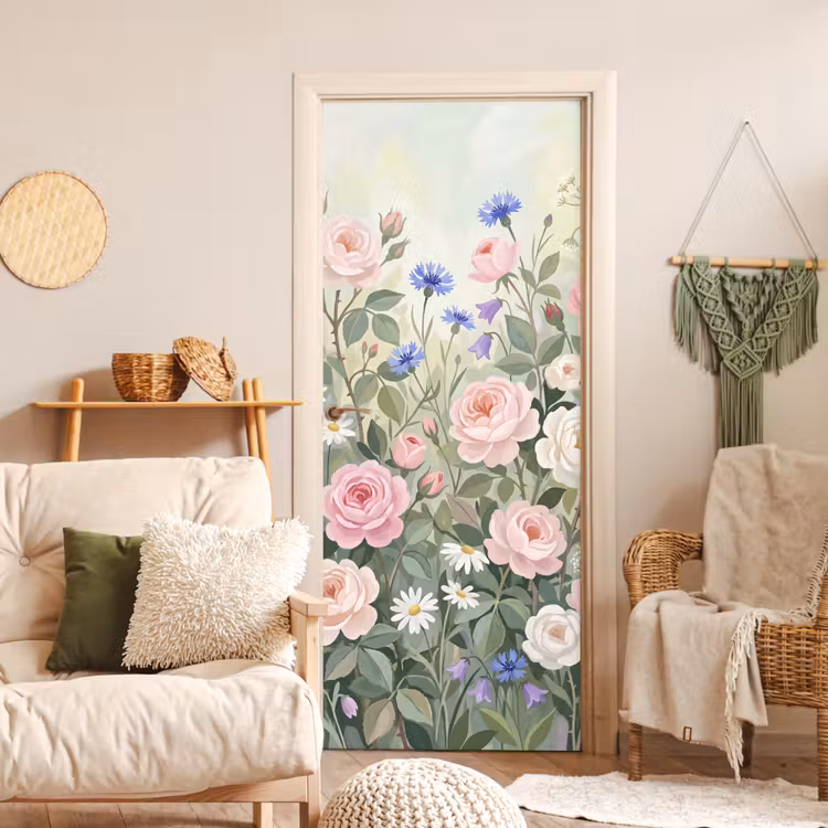 Bloemen - Tuin - Natuur - Kleurrijk deurposter klein -sfeer2