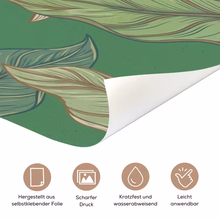 Türtapete - Blumen – Grün – Illustration - Bloemen - Groen - Illustratie deurposter klein