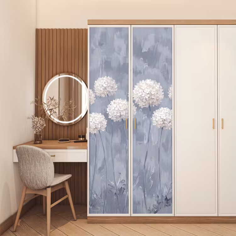 Bloemen - Illustratie - Blauw deurposter klein -sfeer3