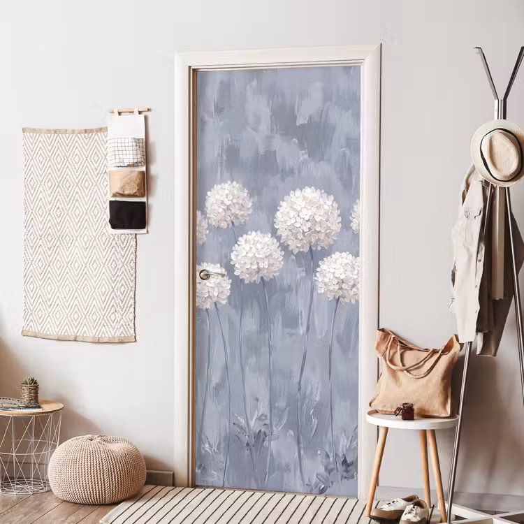 Bloemen - Illustratie - Blauw deurposter klein -sfeer6