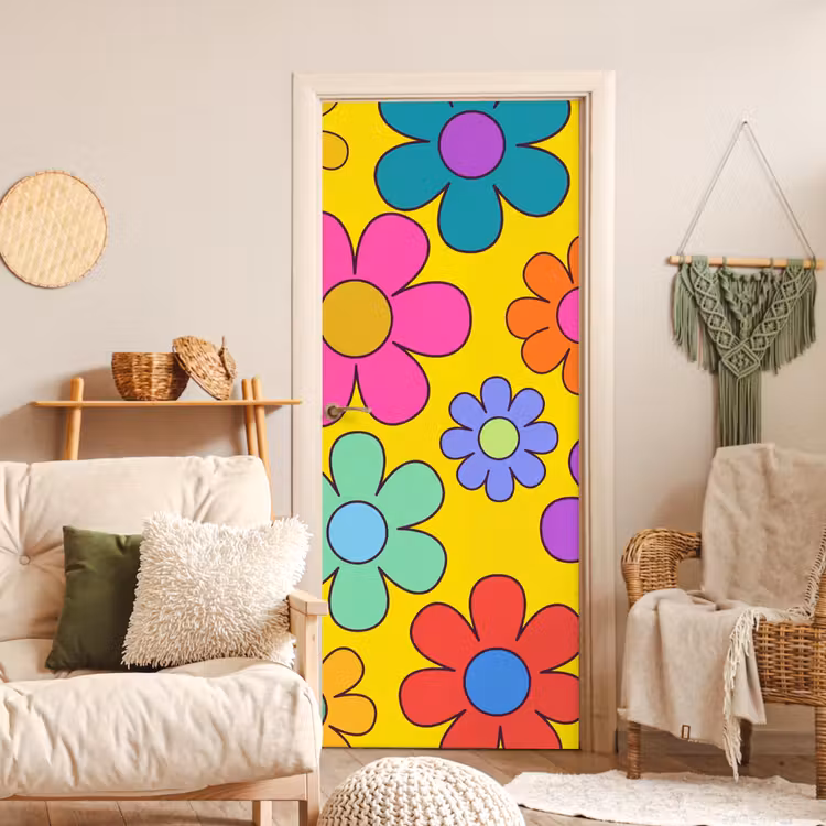 Bloemen - Illustratie - Kleurrijk deurposter klein -sfeer2