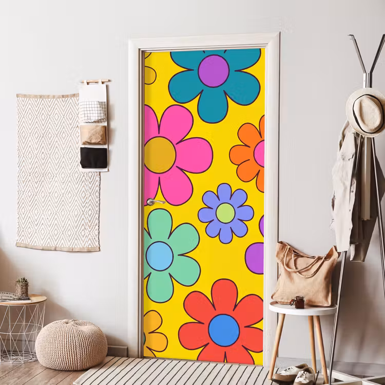 Bloemen - Illustratie - Kleurrijk deurposter klein -sfeer6
