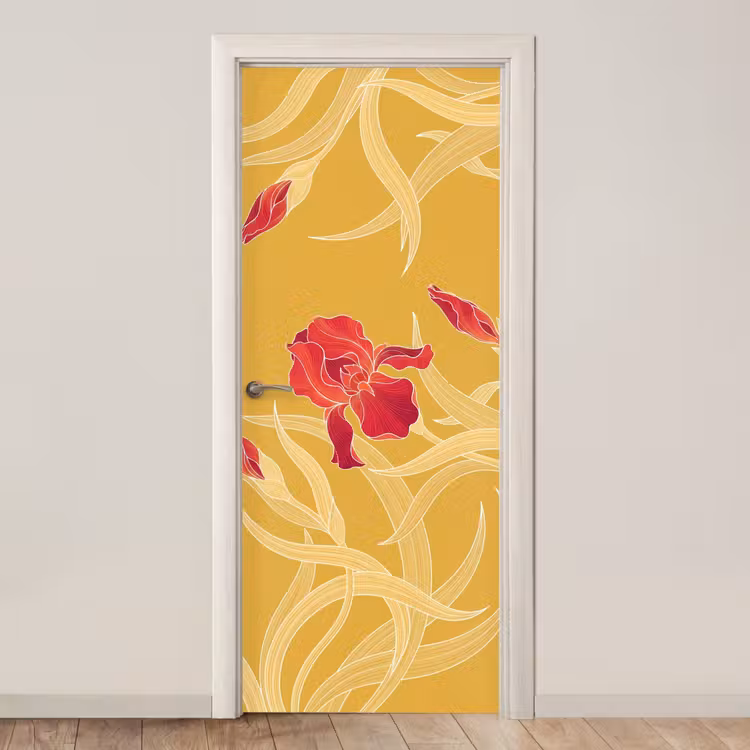 Türtapete - Blumen – Illustration – Rot - Bloemen - Illustratie - Rood deurposter klein