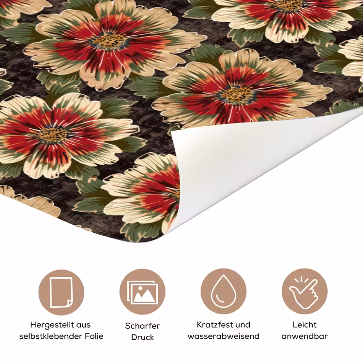 Bloemen - Klassiek - Patroon - Rood deurposter klein 289 -tcloseup_DE
